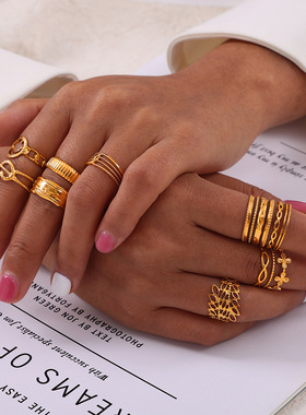 极简风个性多层叠戴风饰品几何