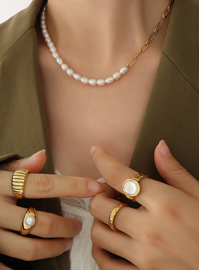 法式ins风珍珠拼接锁骨链