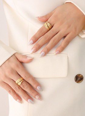 欧美ins冷淡风羽毛戒指小众个性