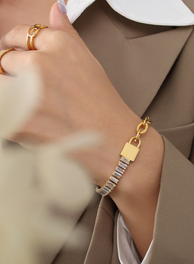 欧美ins风女士手链秋冬新款金色