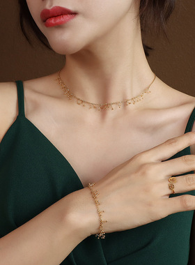 甜美风打造小珠子钛钢18k金项链