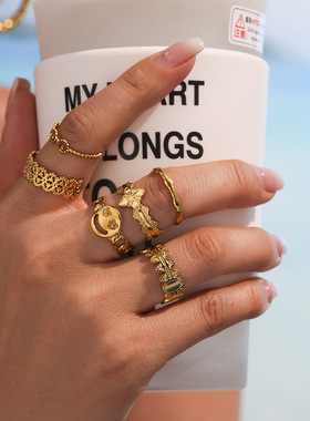 摩天轮跨境几何开口食指戒不锈钢