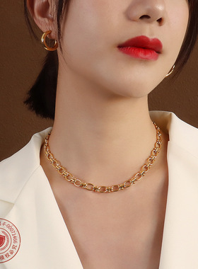 法式ins风锁骨链钛钢镀金