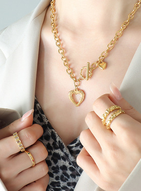 Marka法式风格ins风桃心OT扣爱心