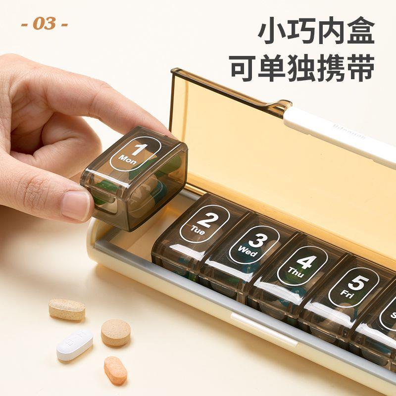 药盒随身携带小药盒每日吃药提醒随身药物收纳装药盒子一周七天
