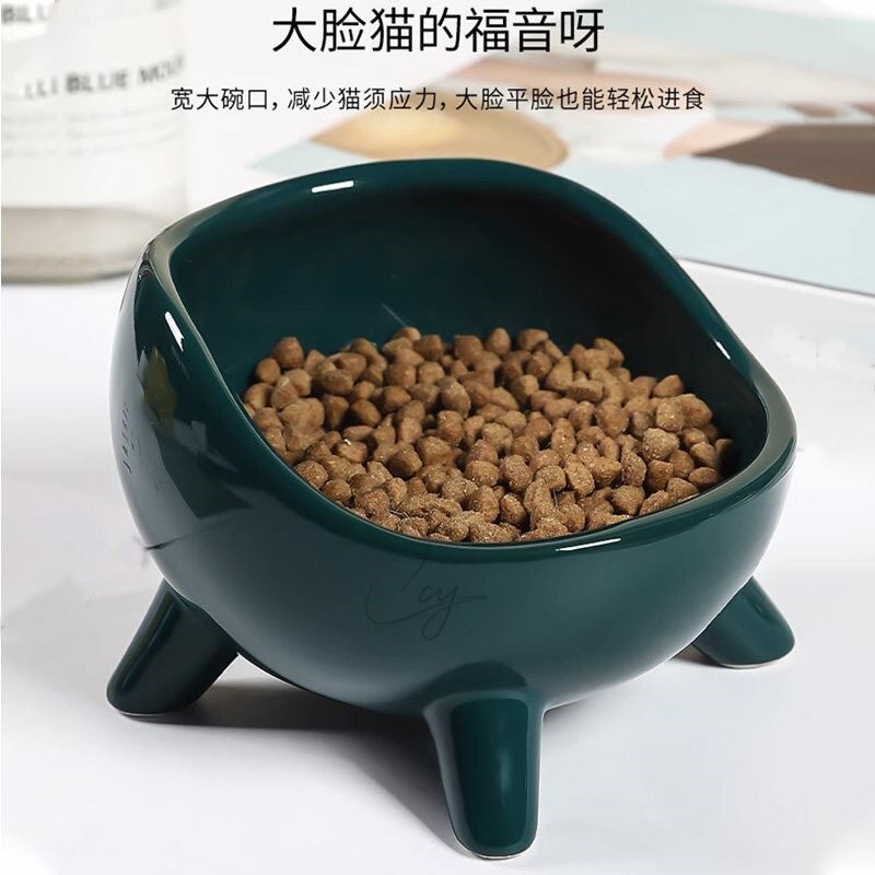 宠物碗不易打翻猫碗陶瓷碗大口径猫食盆护颈不湿嘴水碗狗饭盆法斗