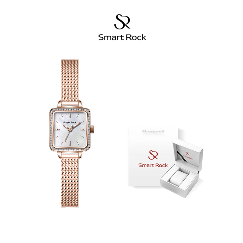 SMART ROCK手表贝母小方糖女士小众轻奢百搭钻石简约石英表正品