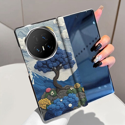 油画大树适用荣耀MagicV5手机壳磁吸中轴MagicV3全包铰链MagicVs3折叠屏MagicV2高级电镀Vs2超薄防摔保护套