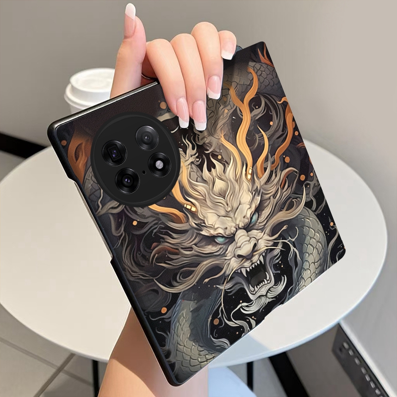 怒龙咆哮适用于OPPOFindN5手机壳翻盖皮套全包中轴铰链磁吸OPPO FindN5折叠屏手机套新款ins个性防摔保护套
