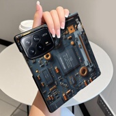 电子交响适用小米MixFold4手机壳翻盖全包中轴铰链皮套Mix Fold4折叠屏磁吸智能视窗手机套Fold4防摔保护套