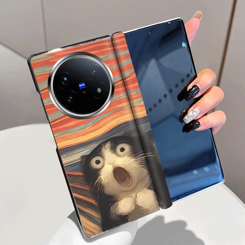 惊讶猫适用vivoxfold6手机壳磁吸中轴全包皮套xfold5折叠屏保护套xfold3个性xfold3pro超薄防摔皮革新款