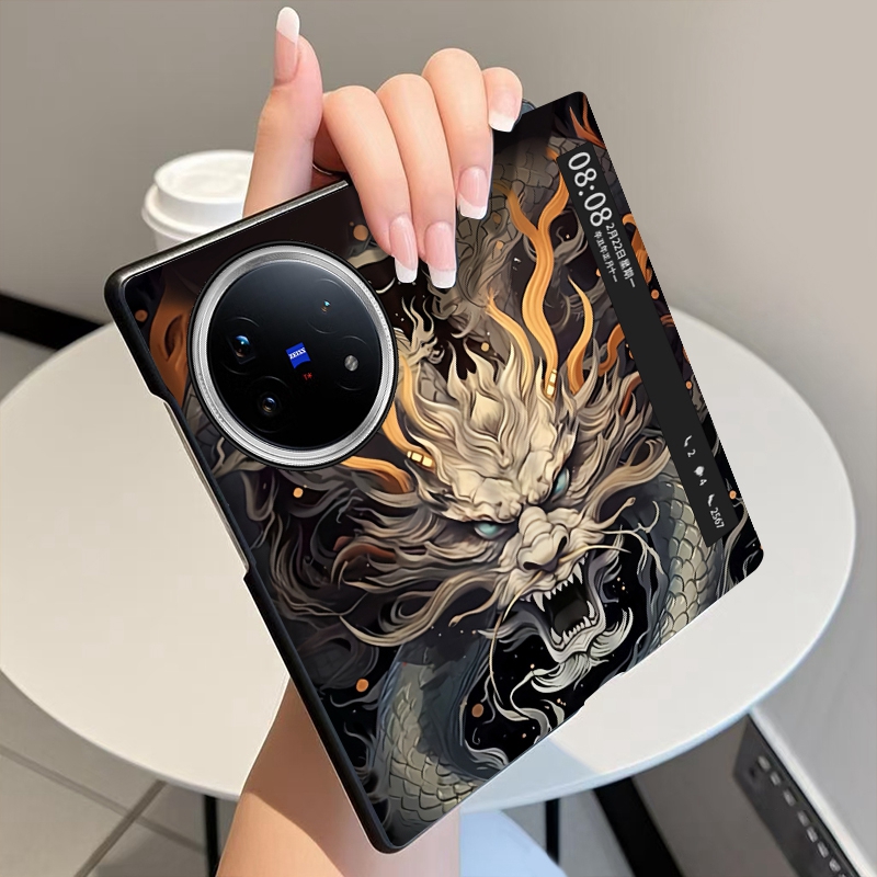 怒龙咆哮适用vivoXFold5手机壳翻盖全包中轴铰链XFold3Pro折叠屏磁吸智能休眠视窗vivo XFold3防摔保护套
