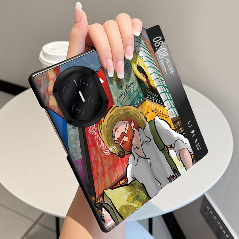 城市梵高适用华为MateX7手机壳翻盖全包皮套MateX6折叠屏磁吸智能视窗MateX5中轴MateX3铰链MateX2保护套