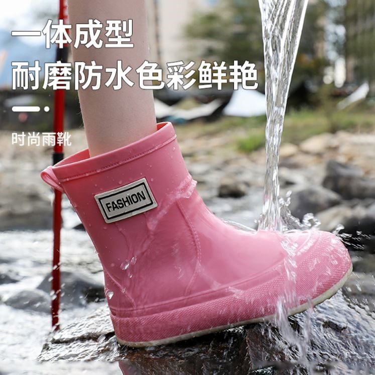 水鞋女款防水防滑时尚雨鞋成人中筒厨房工作胶鞋加绒一体保暖雨靴