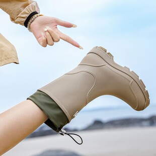 日式雨鞋女款2025新款厚底时尚雨靴工作防滑胶鞋女士成人外穿水鞋