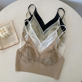 胖MM蕾丝美背法式 大码 夏新款 水晶透气杯聚拢内衣无痕冰丝打底吊带