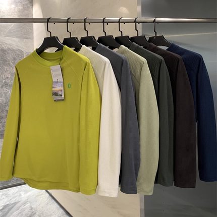 经典华夫格！HUMBLE STONE悍石系列~秋季男士情侣款圆领长袖T恤衫