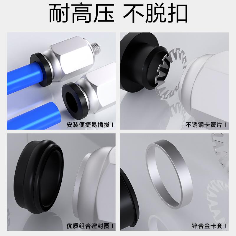 微型迷你接头PC/POC螺纹直通圆形带内六角孔M3/M5/M6接3/4/5/6mm