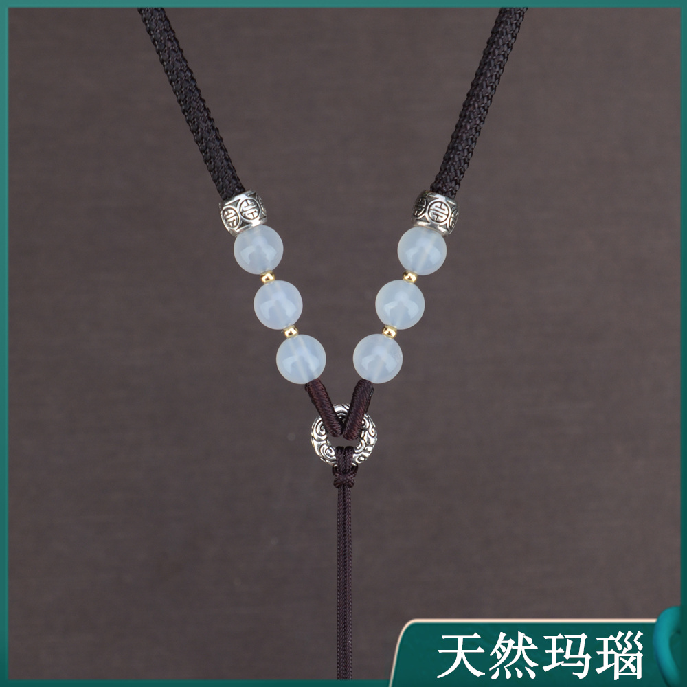 天然玛瑙吊坠挂绳粗款挂脖项链挂件绳子挂坠配绳无事牌玉佩可调节
