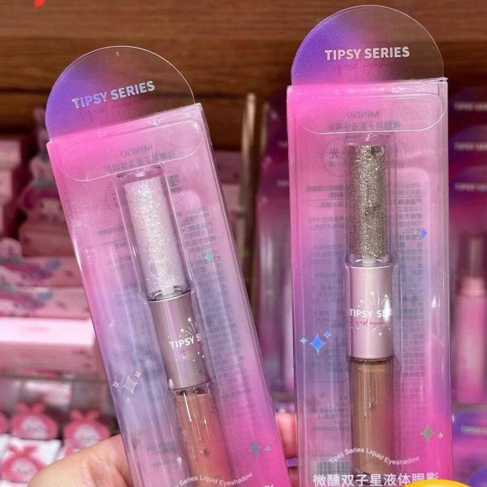名创优品微醺双子星爆闪氛围双头液体眼影闪亮一滴牛郎珠光卧蚕提