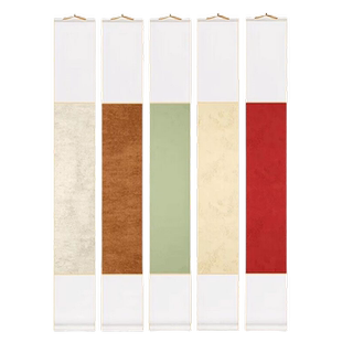 徽雨轩禅意文房迷你小挂轴蜡染金粟笺瀛海笺书法练习宣纸空白卷轴长卷挂画手工半生熟仿古宣纸挂件免装裱包邮