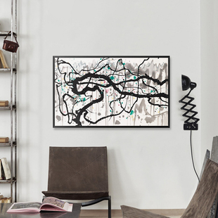 吴冠中莽莽秋山巴山春雪松魂 diy数字油彩画手绘打发时间手工填充