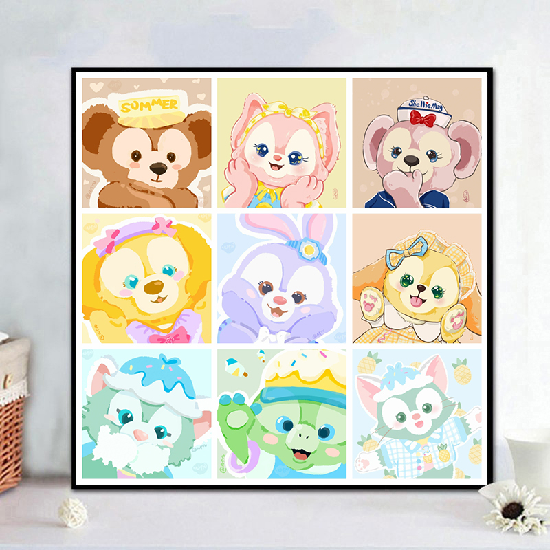 星黛露达菲熊贝儿diy数字油画