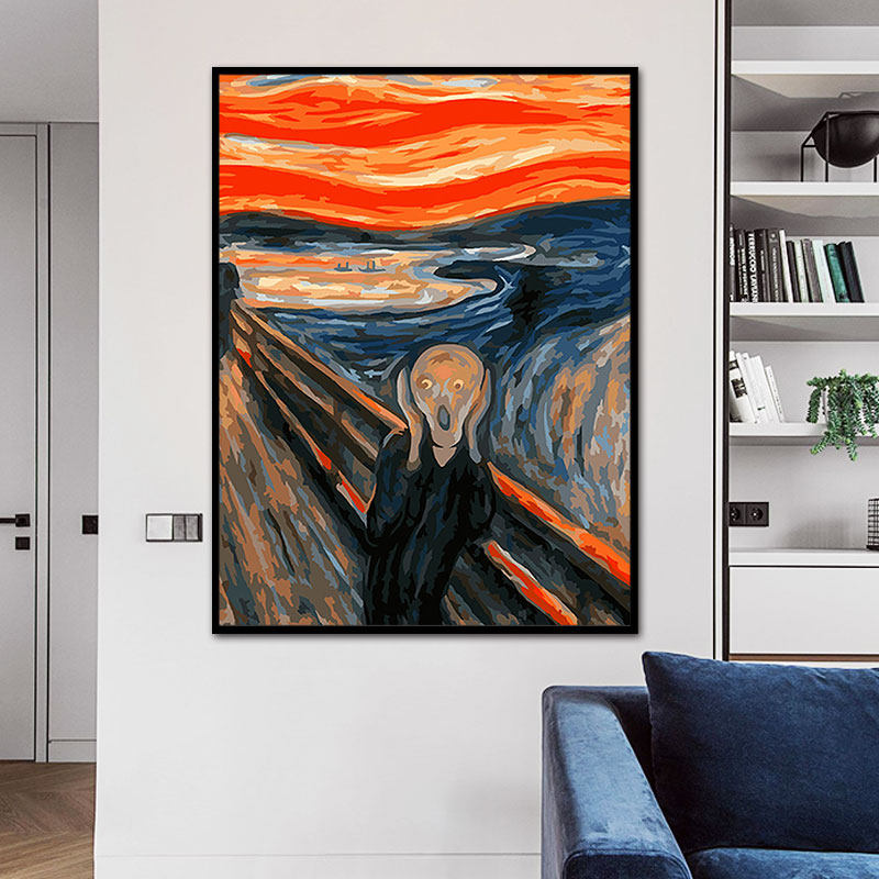 《呐喊》diy数字油画 手绘填色丙烯油彩画 爱德华蒙克名画装饰画
