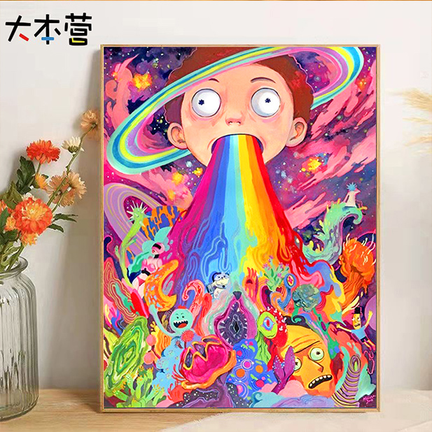 瑞克与莫蒂diy数字油画手绘填色油彩画 Rick and Morty动漫装饰画