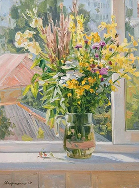 百合向日葵绣球花diy数字油画