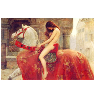 骑大马的戈黛娃夫人diy数字油画 手工填色丙烯油彩画 世界名画