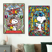 花生动漫装 手工填色丙烯油彩画 饰画 彩色DIY数字油画 史努比新款