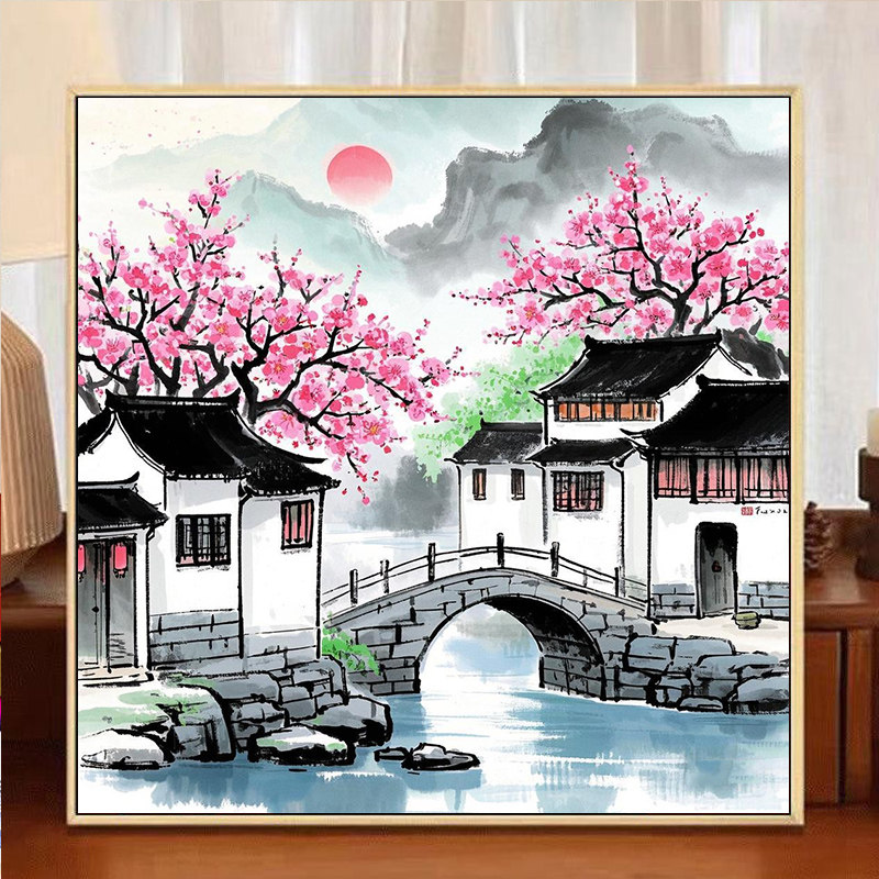 大本营diy数字油画梅花填色画