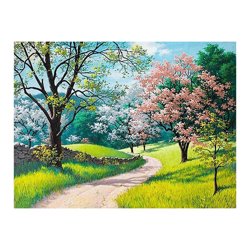 diy手工填充涂色草花树木装饰画
