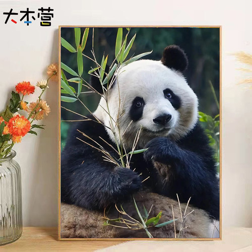 大本营diy数字油画大熊猫丙烯画