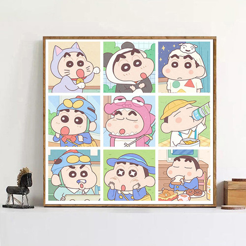 蜡笔小新diy数字油画手绘填色画