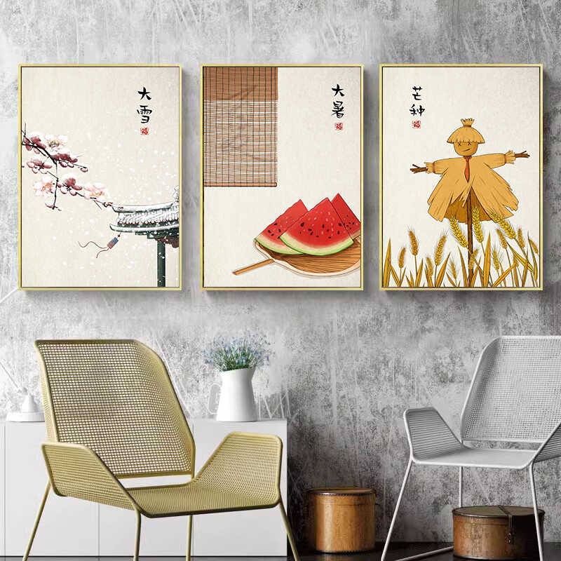 厨房组合三餐四季数字油画新中式