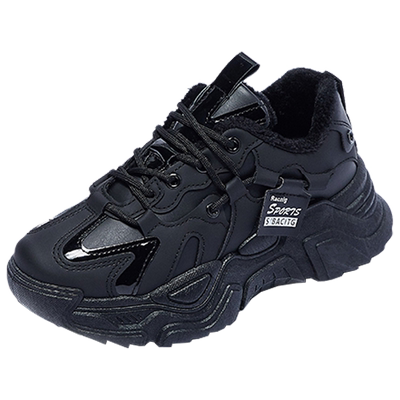 踩屎感老爹鞋女黑色工作鞋