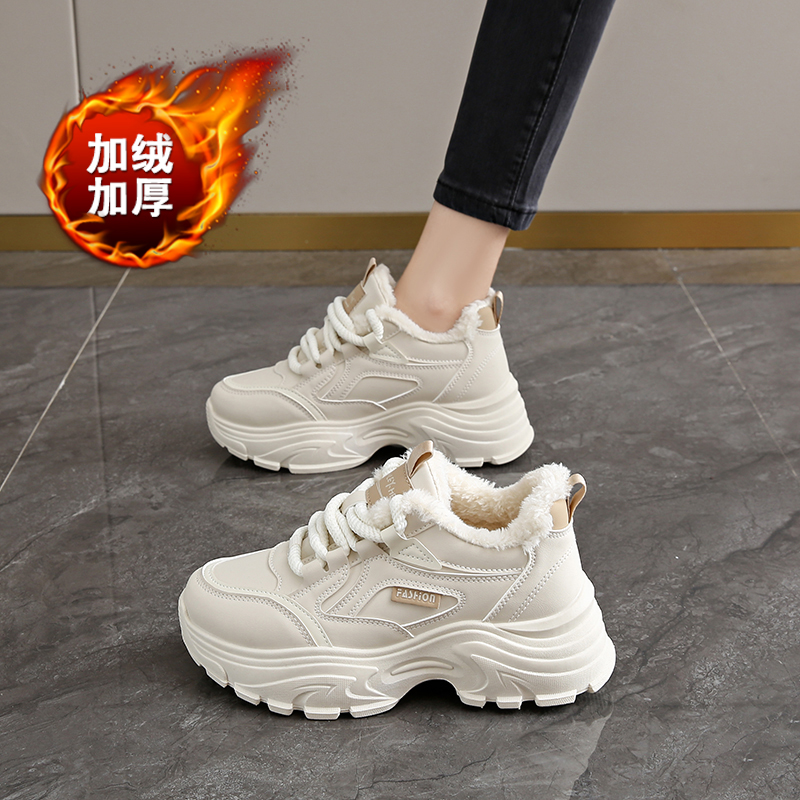 踩屎感真皮老爹鞋女加绒