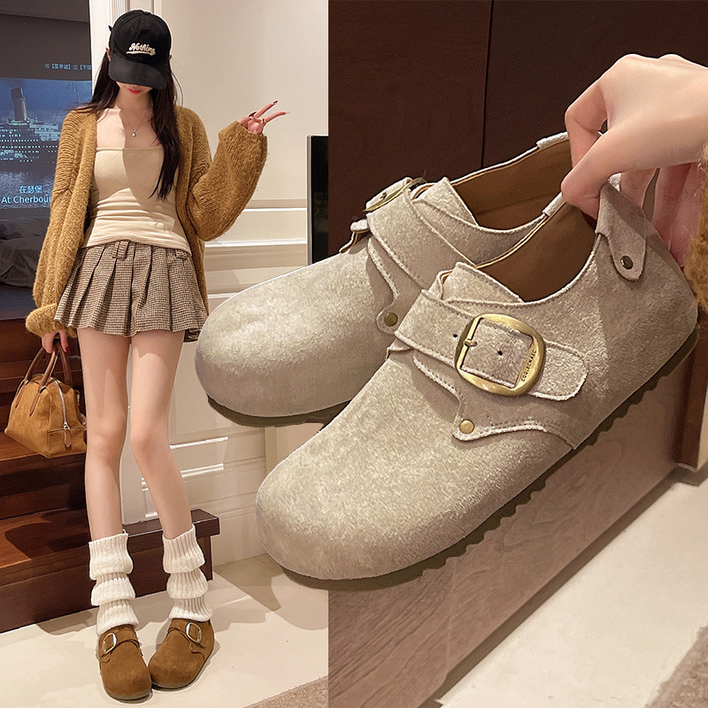 真皮复古平底勃肯鞋女2026春季新款一脚蹬软底豆豆鞋全包博肯单鞋,女鞋,勃肯鞋/软木鞋,淘宝优惠券,粉丝福利购,淘宝优惠卷