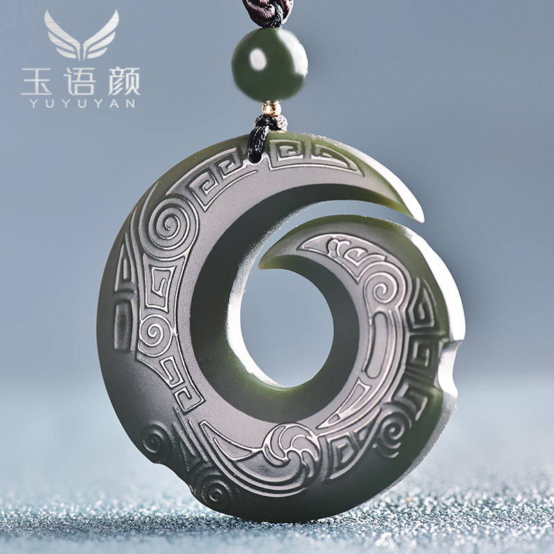 正品塔青和田玉时来运转玉吊坠男玉佩转运古财玦平安扣情侣项链女