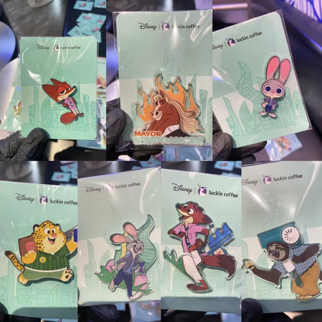 瑞幸联名疯狂动物周边金属冰箱贴