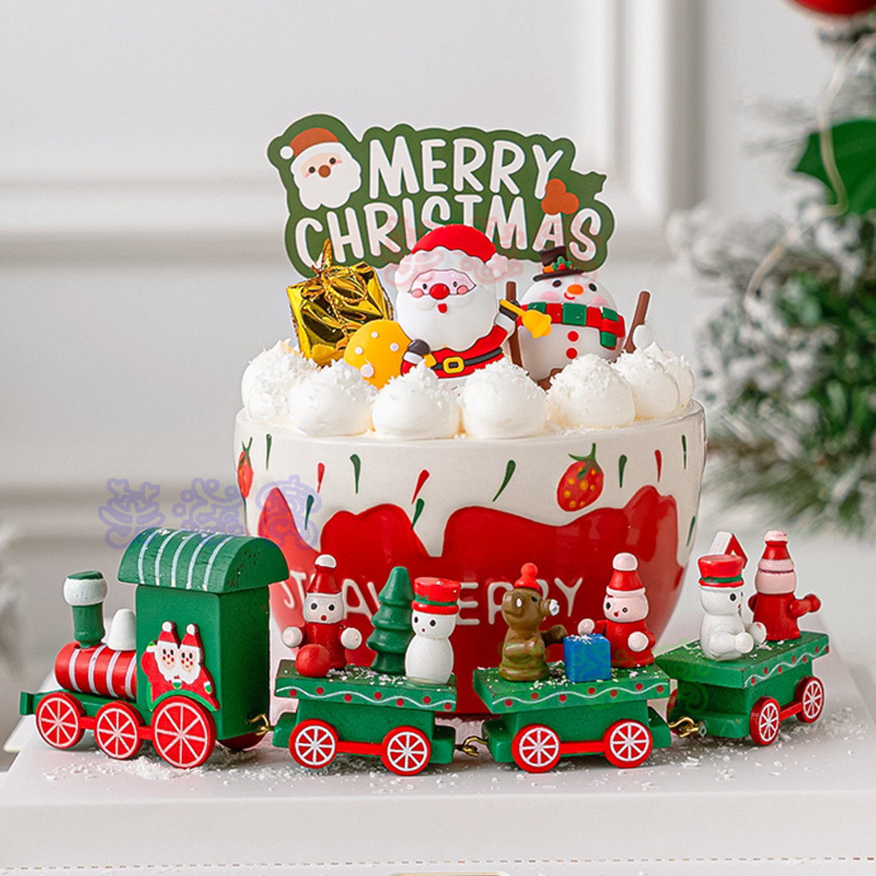 新款圣诞节蛋糕生日雪老人平安夜草莓小鹿许愿树男女全国同城配送