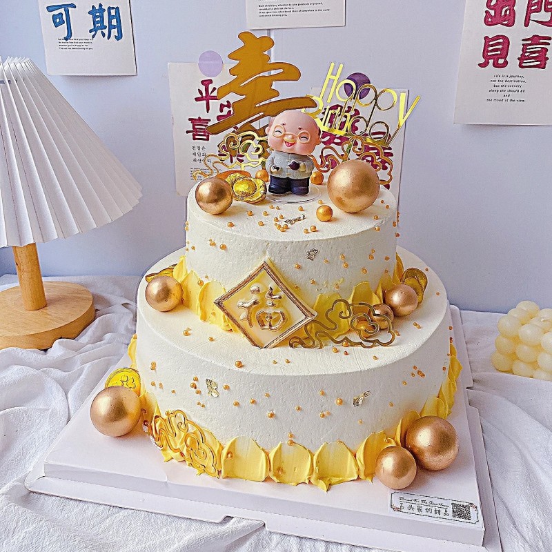 双层祝寿寿桃网红创意定制长辈爷爷奶奶生日蛋糕北京全国同城配送