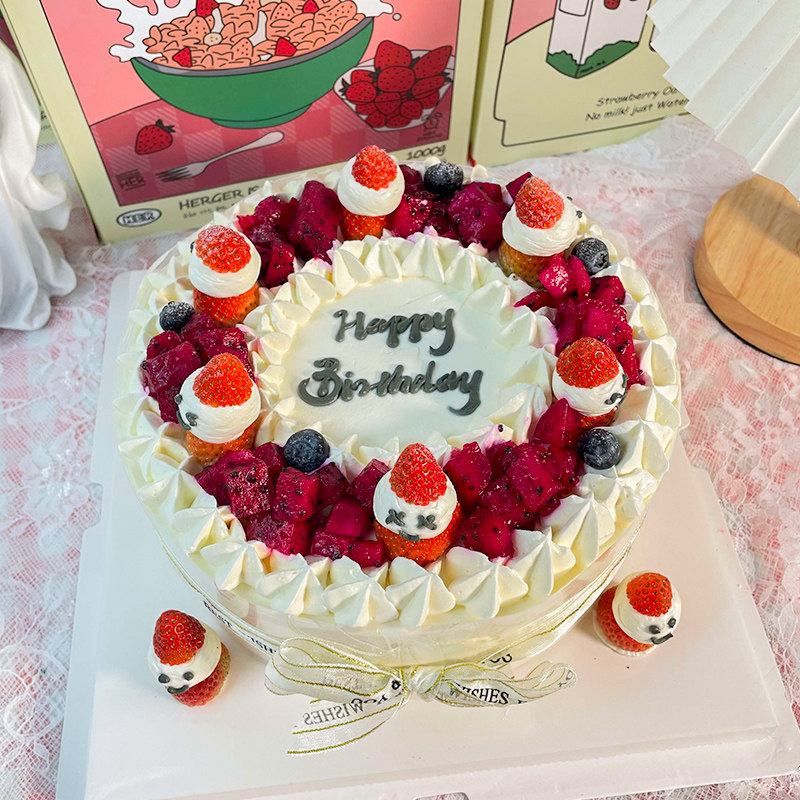 跨年石家庄草莓生日蛋糕网红创意儿童水果男女定制全国同上海广州