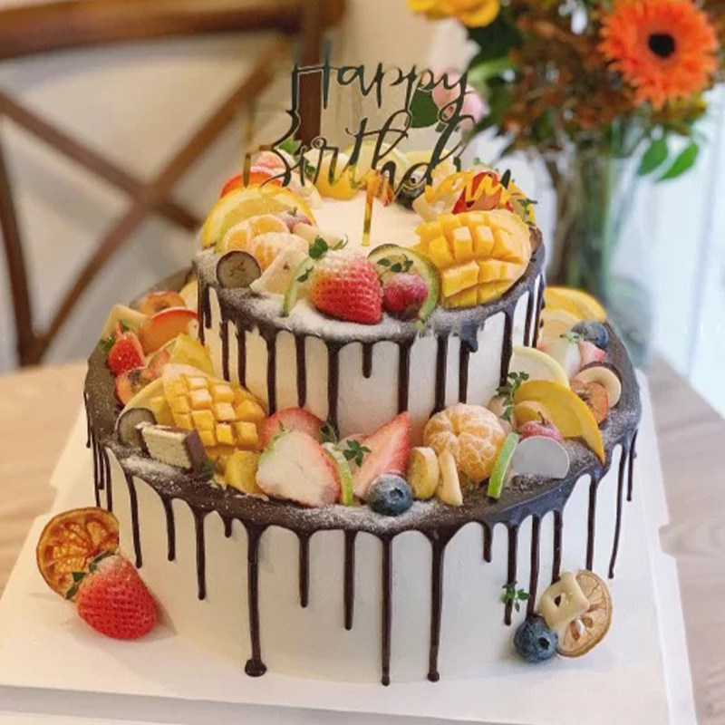 森系水果双层生日蛋糕创意网红男女儿童全国同城配送广州东莞杭州