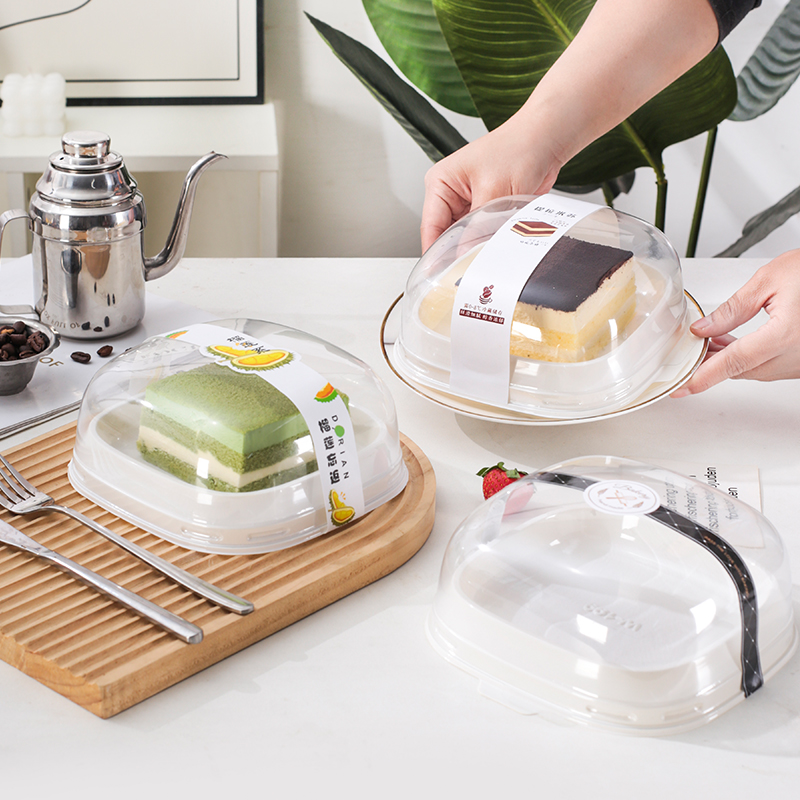 提拉米苏千层生酪厚乳甜品盒4寸巴斯克蛋糕单个装方形防雾包装盒