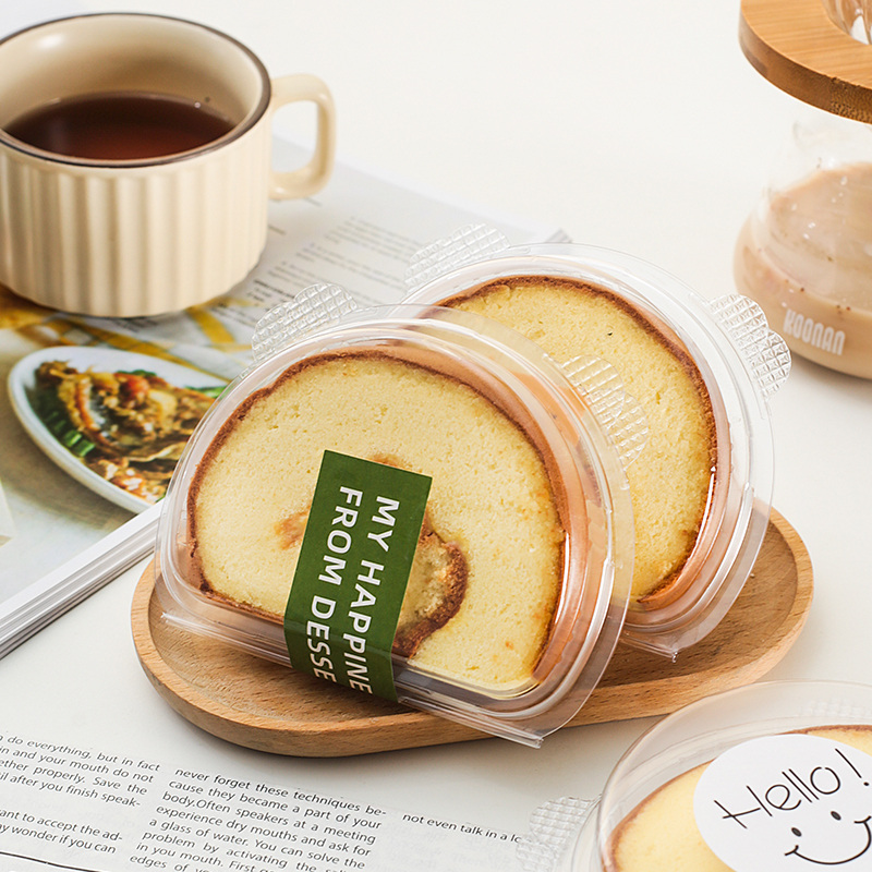 透明包装盒可爱熊熊蛋糕卷盒