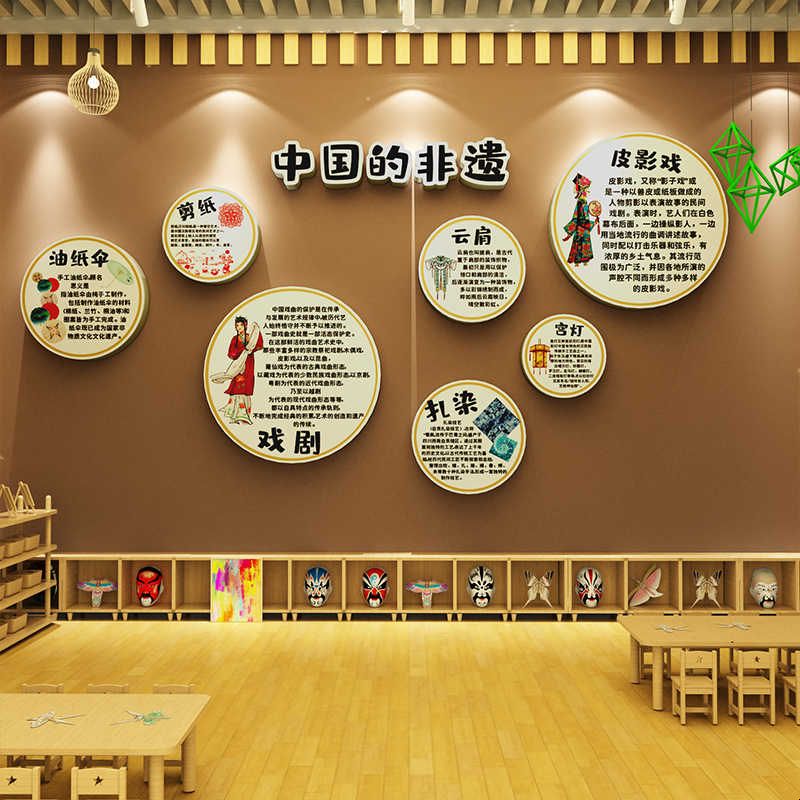 幼儿园墙面装饰漆扇环创中国非遗传统文化主题成品制作区布置托管图片
