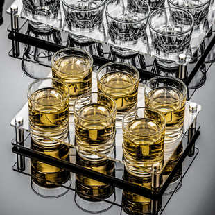 钢化玻璃啤酒杯酒吧商用ktv八角杯子家用套装喝白酒二两茶水杯小